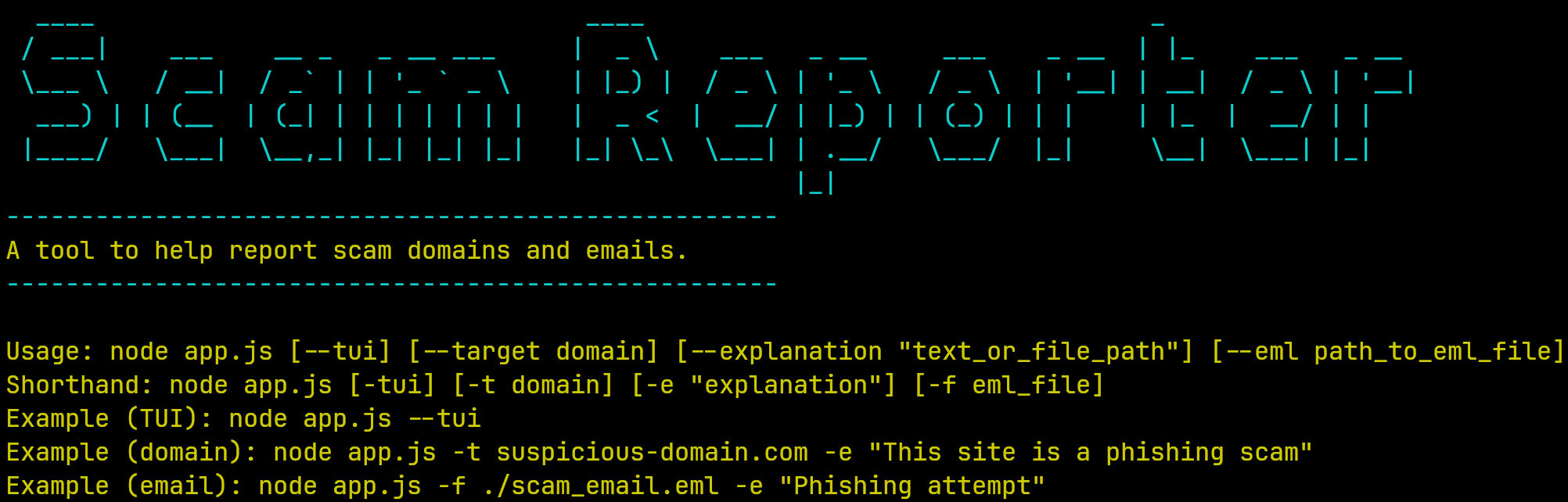 Scam Abuse Reporter terminal interface